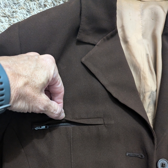Vintage 1970s Handmade Brown Minimalist Lined Basic Hippie Neutral Blazer - Picture 10 of 10